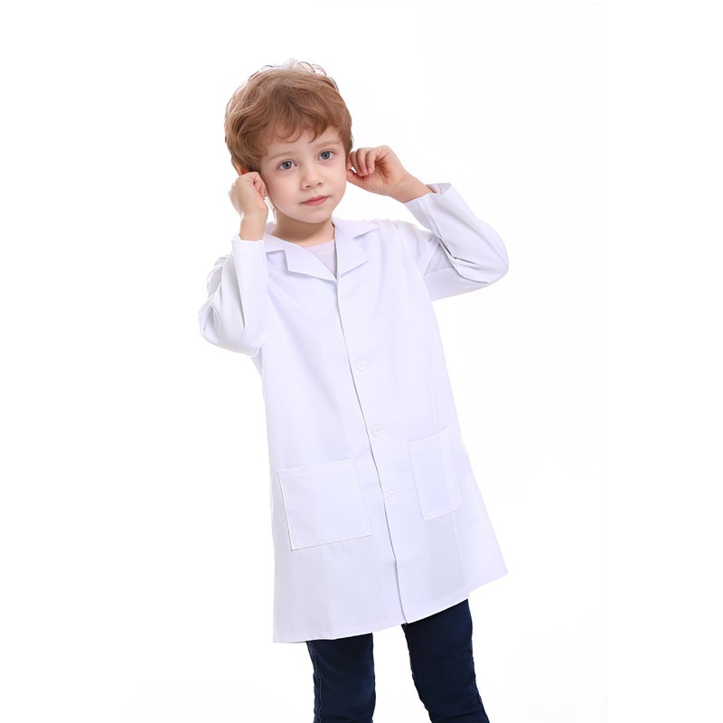 TopTie Kids Lab Coat Scrubs Childrens School Scientists Doctor Role Play Halloween Costume-White-14 - Image 5